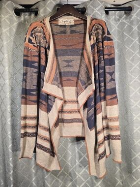 Pink Martini Aztec Drape Cardigan Sweater - Rust, Navy, Beige